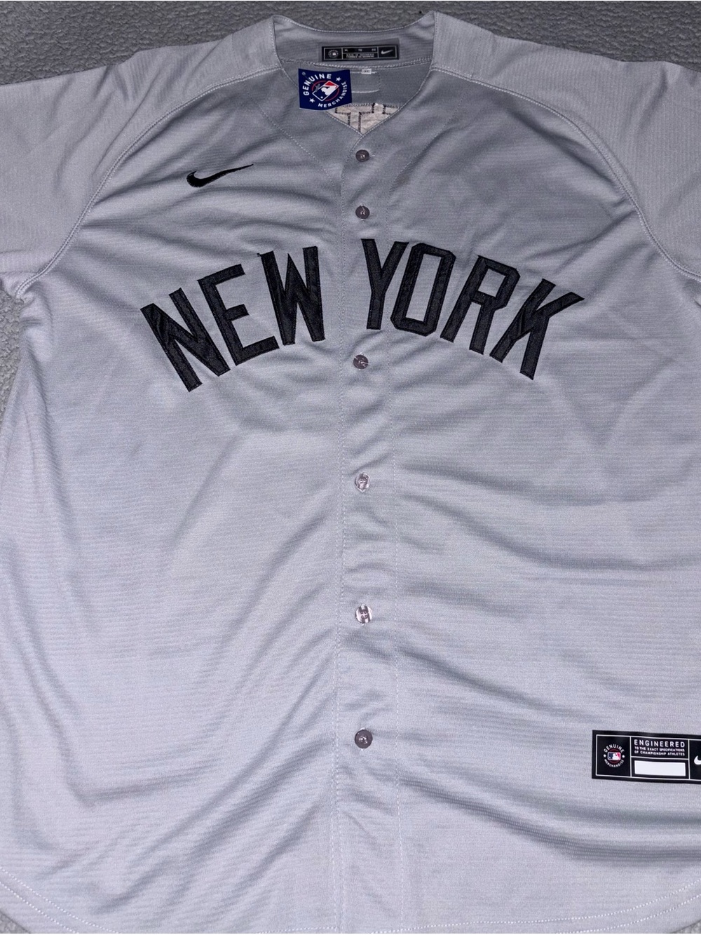 Genuine Merchandise Light Gray New York Men's Baseball Jersey